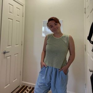 Cute green and black striped , vintage tank